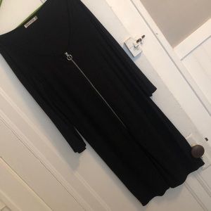 Black sweater dress with zipper